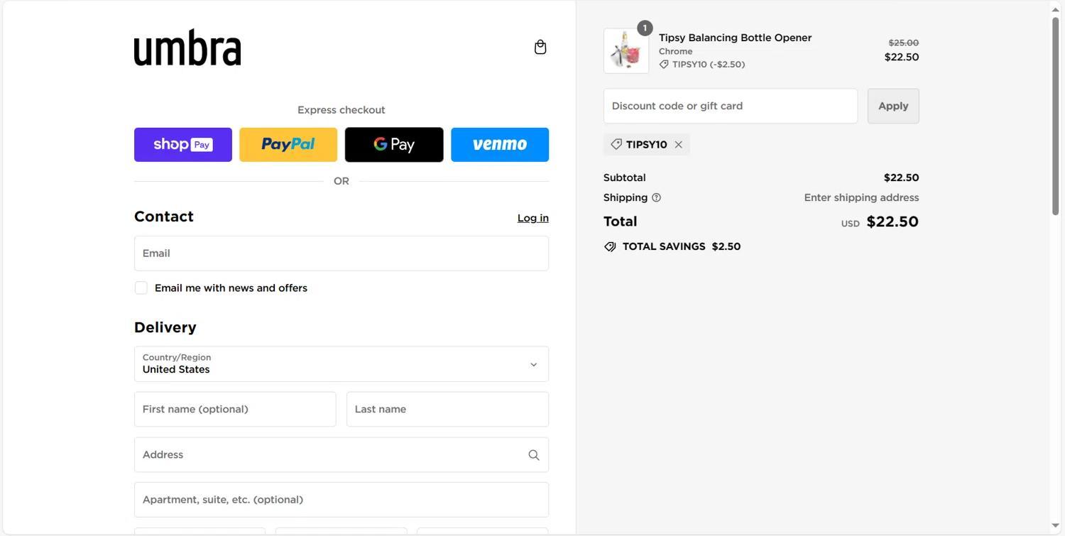 How to apply Umbra coupon code